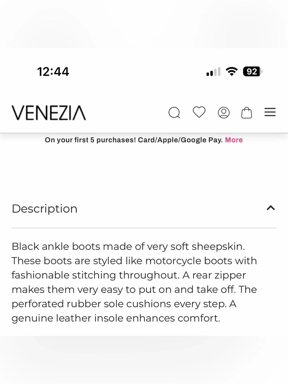 Quilted Black Sheepskin Made in Italy Bootie with Lug Sole
